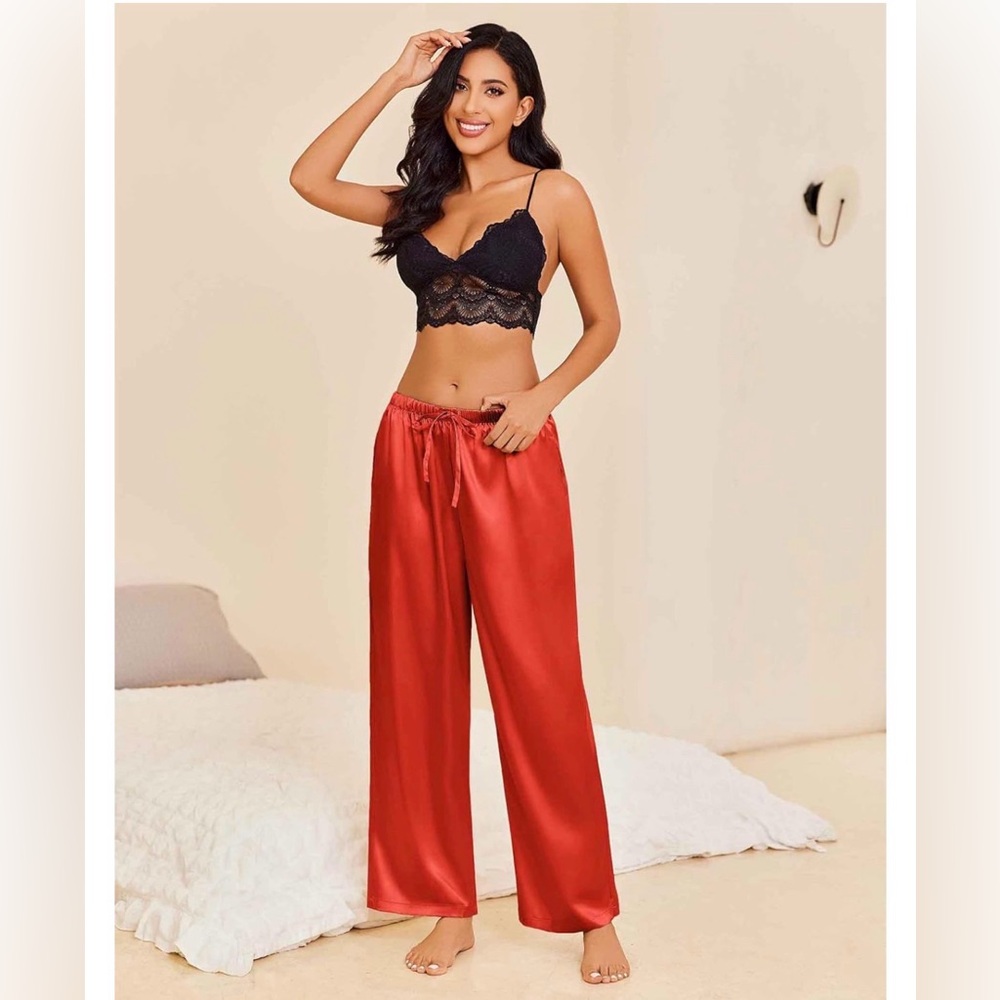 Ekouaer Luxurious Silk Wide Leg Pajama Pants NWTS